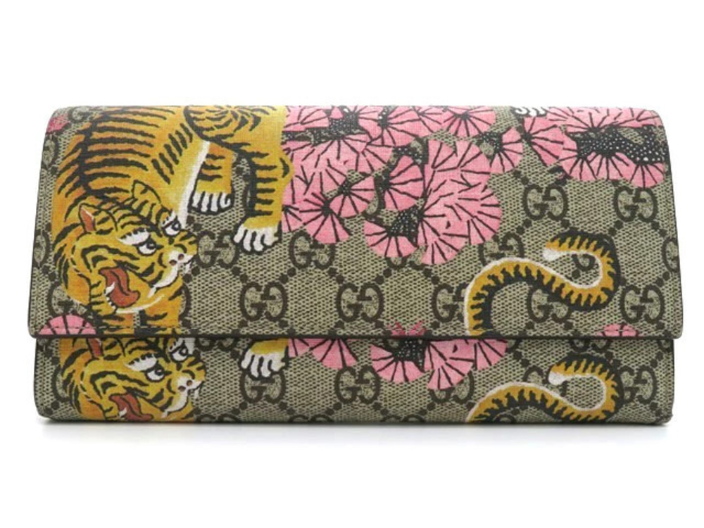 Gucci Long Wallet GG Supreme Canvas Beige Cream Bengal